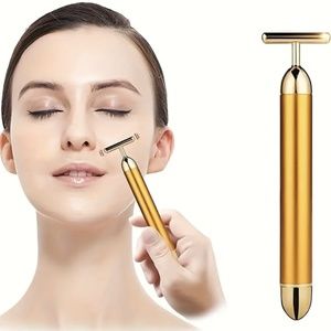 Brand New in Box 24k Golden Pulse Facial Massager T-Shape Face Lift Tool AMAZING